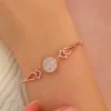 925 Ayar Zirkon Taşlı Sekizgen Bileklik Rose