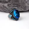 Blue Topaz Taşlı Gümüş Erkek Yüzük Silver