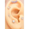 925 Ayar Ayyıldız Motifli Taşlı Minimal Tragus Piercing