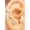 925 Ayar Çiçek Motifli Taşlı Minimal Tragus Piercing