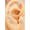 925 Ayar Çiçek Motifli Taşlı Minimal Tragus Piercing