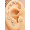 925 Ayar Çiçek Motifli Taşlı Minimal Tragus Piercing