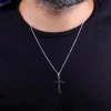925 Ayar Gümüş Doç Zincirli Haç Sembollü Erkek Kolye