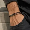 925 Ayar Gümüş Tasarım Garnet Taşlı Makrome Erkek Bileklik