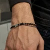 925 Ayar Gümüş Tasarım Garnet Taşlı Makrome Erkek Bileklik