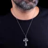 925 Ayar Gümüş Zirkon Taşlı Ejderha Sarmallı Kılıç Erkek Kolye
