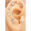 925 Ayar Kalp Motifli Taşlı Minimal Tragus Piercing