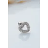 925 Ayar Kalp Motifli Taşlı Minimal Tragus Piercing