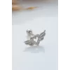 925 Ayar Kanatlı Kalp Motiflli Taşlı Minimal Tragus Piercing