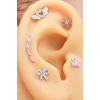 925 Ayar Kanatlı Kalp Motiflli Taşlı Minimal Tragus Piercing