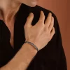 925 Ayar Motifli Gümüş Kelepçe Bileklik - Silver