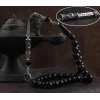 Gümüş Püsküllü İsim Yazılı Oltu Taşı Tesbih
