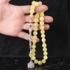 Orjinal Damla Kehribar Tesbih 925 Ayar Gümüş Püsküllü