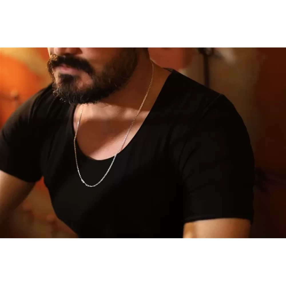 925 Ayar Gümüş Barlı Erkek Zincir Kolye