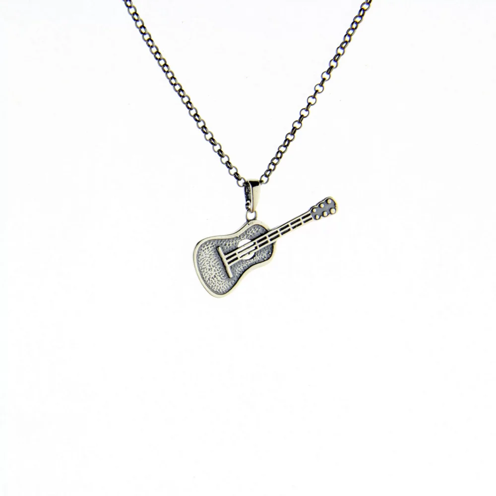 925 Ayar Gümüş Gitar Model Erkek Kolye