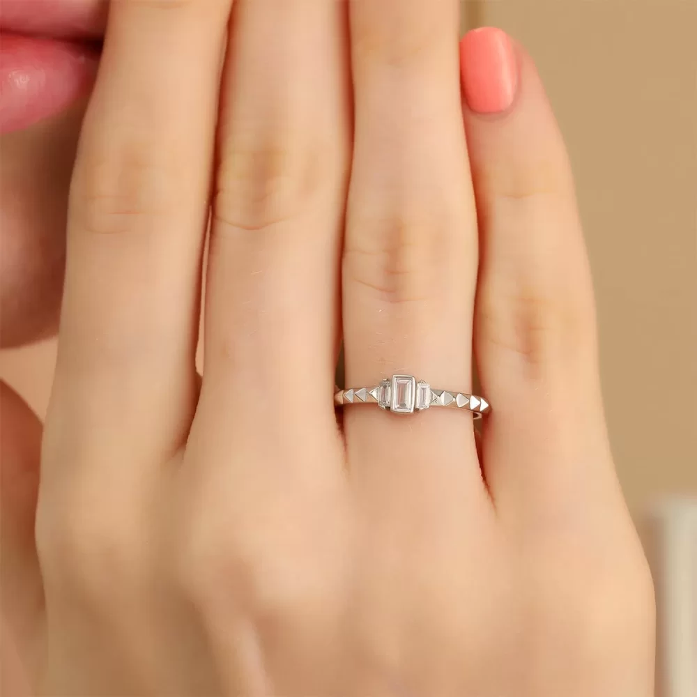 925 Ayar Ayarlanabilir Baget Gümüş Yüzük Silver
