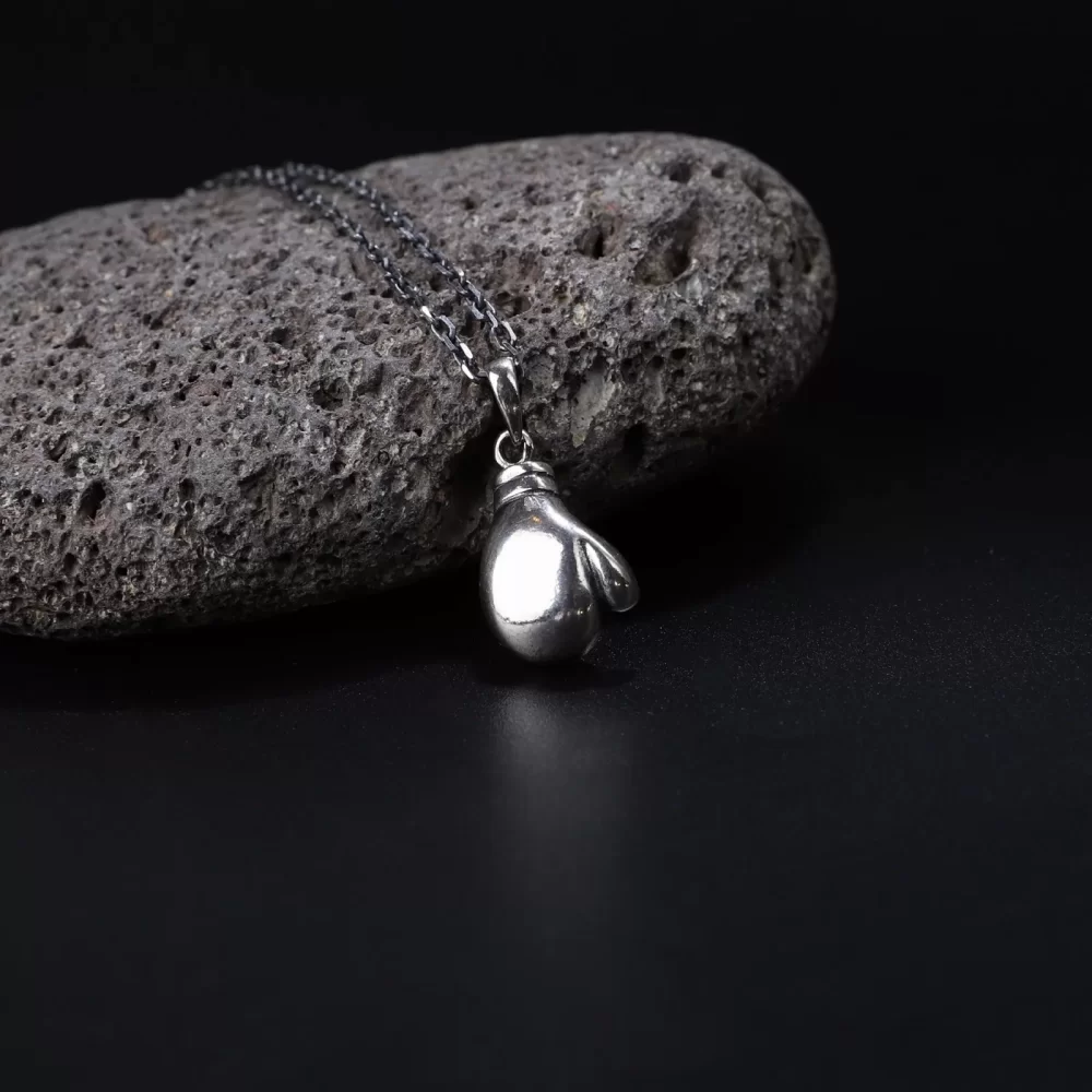 925 Ayar Gümüş Boksör Eldiveni Kolye Silver