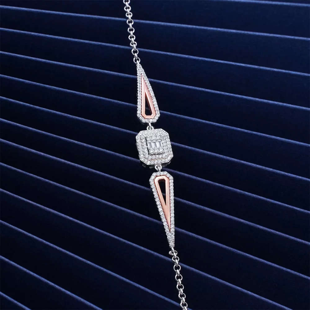 925 Ayar Gümüş Zirkon Taşlı Baget Bileklik Silver