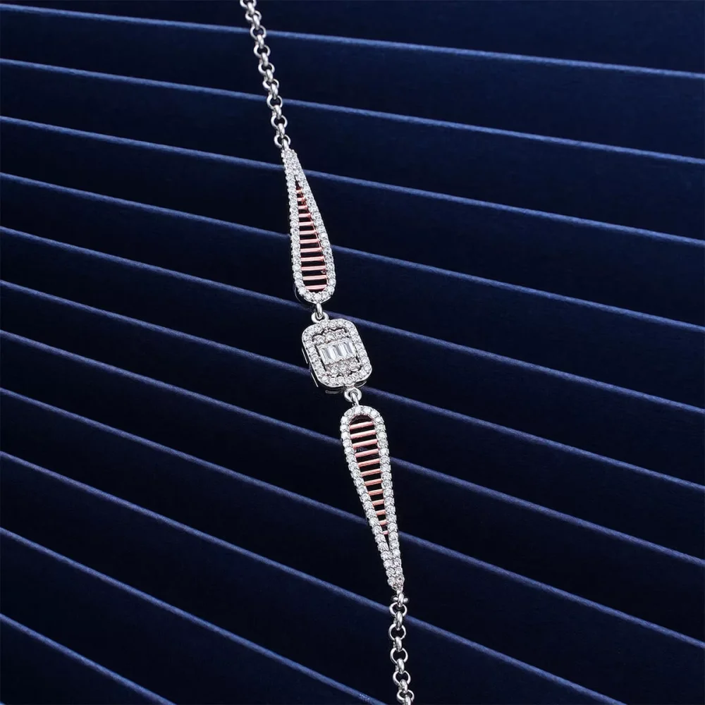 925 Ayar Gümüş Zirkon Taşlı Baget Bileklik Silver
