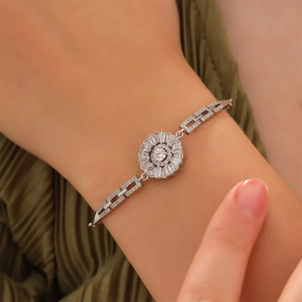 925 Ayar Gümüş Zirkon Taşlı Bileklik Silver