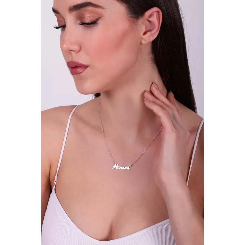 925 Ayar Kişiye Özel Gümüş Kadın Kolye - Silver