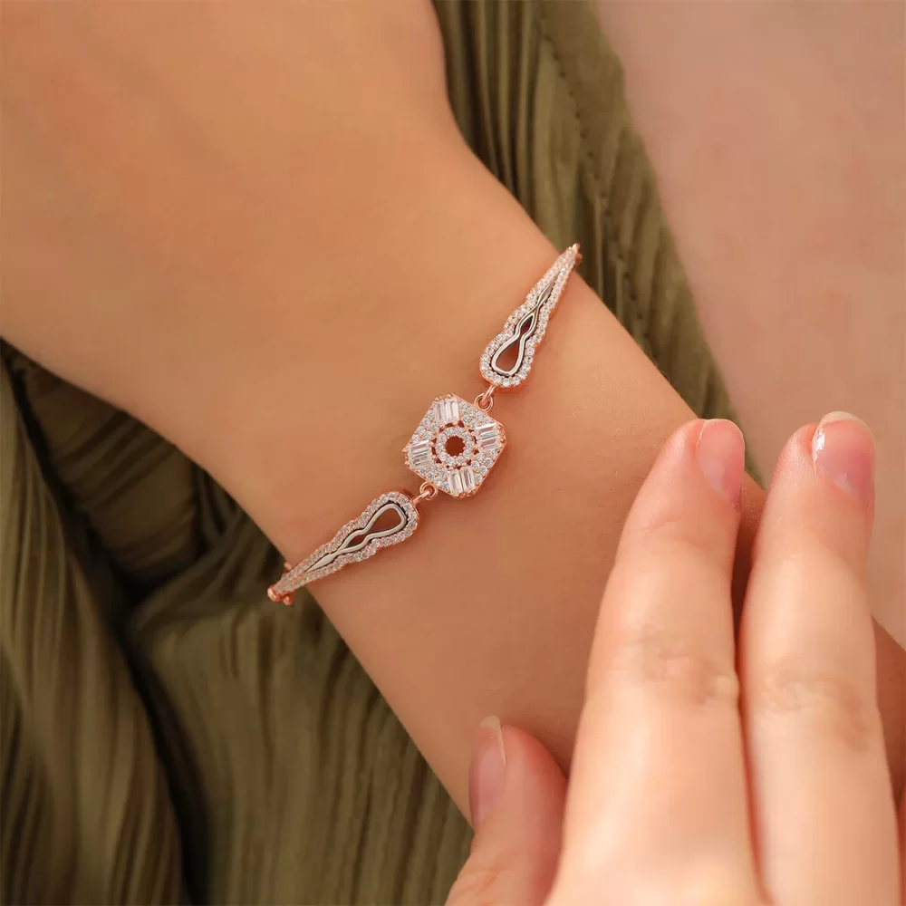 925 Ayar Modern Gümüş Bileklik Rose