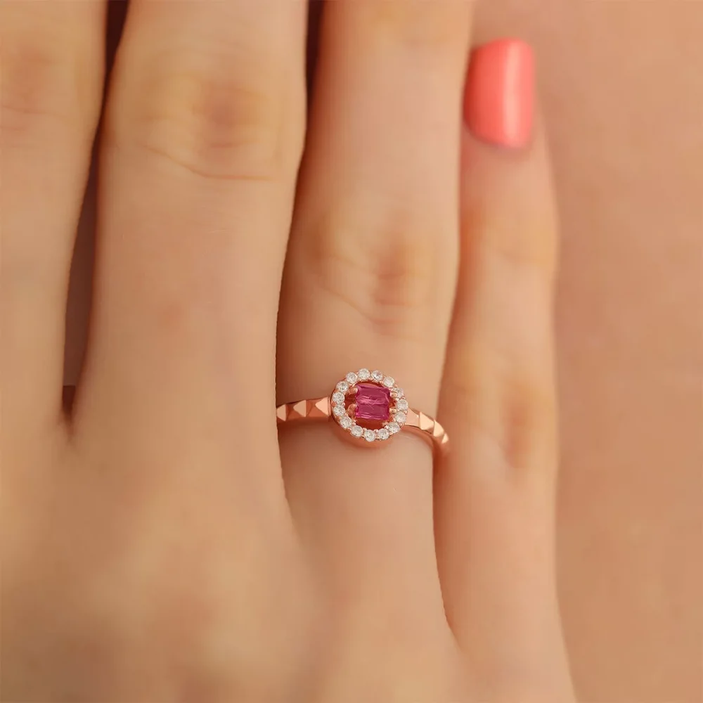 925 Ayar Zirkon Taş Ayarlanabilir Gümüş Yüzük Rose