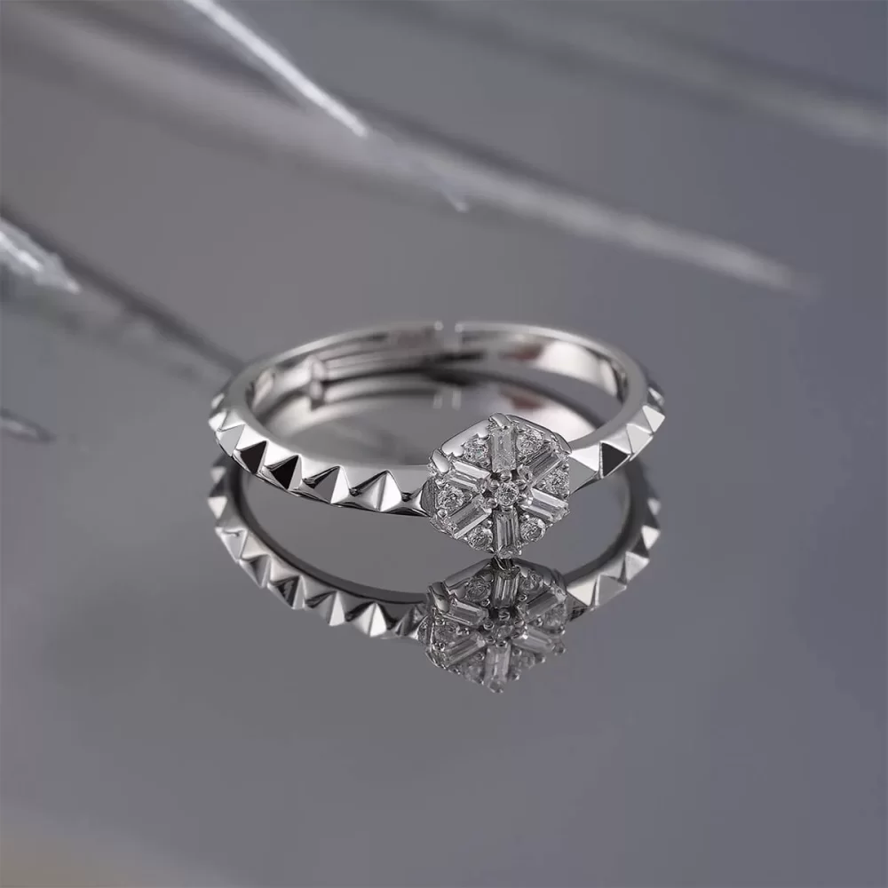 925 Ayar Zirkon Taş Ayarlanabilir Gümüş Yüzük Silver