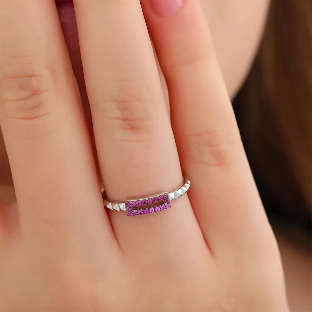 925 Ayar Zirkon Taş Ayarlanabilir Gümüş Yüzük Silver