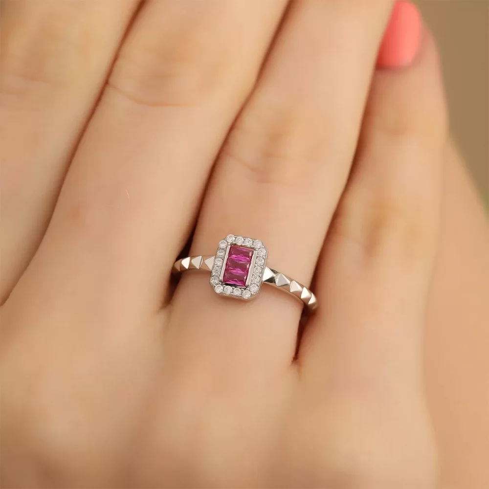 925 Ayar Zirkon Taş Süslemeli Baget Ayarlanabilir Gümüş Yüzük Silver