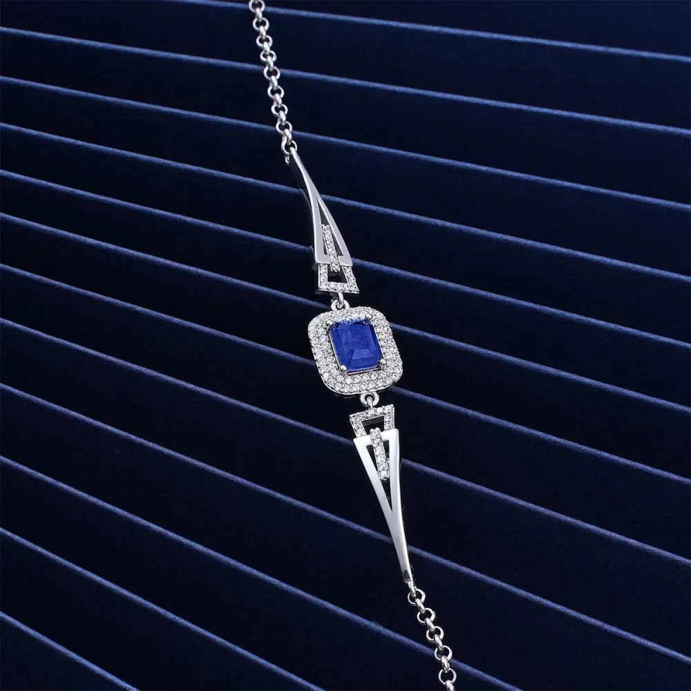 925 Ayar Zirkon Taşı Süslemeli Gümüş Bileklik Silver