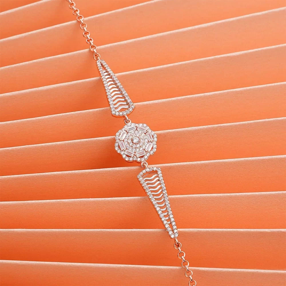 925 Ayar Zirkon Taşlı Gümüş Bileklik Rose