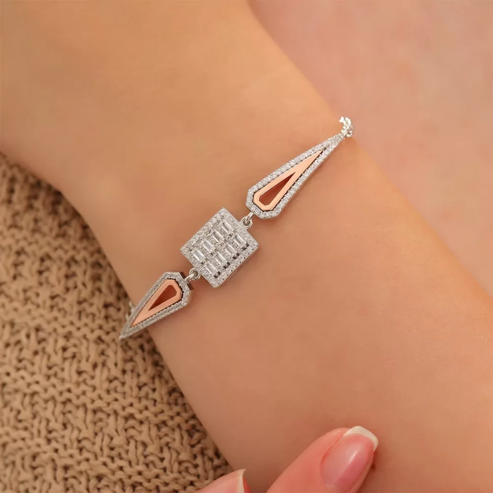 925 Ayar Zirkon Taşlı Gümüş Bileklik Silver