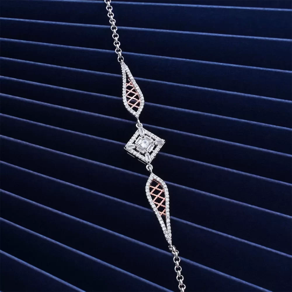 925 Ayar Zirkon Taşlı Kare Bileklik Silver