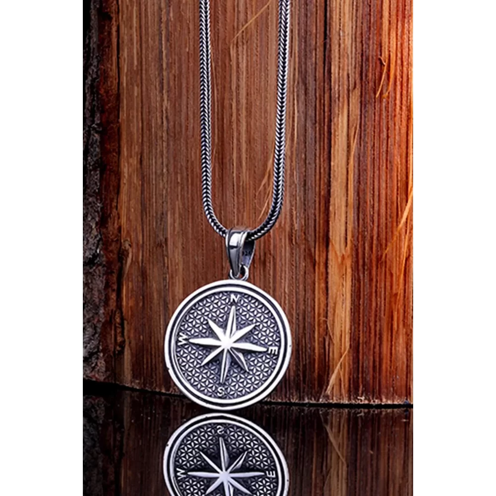 Pusula Model 925 Ayar Gümüş Kolye - Silver