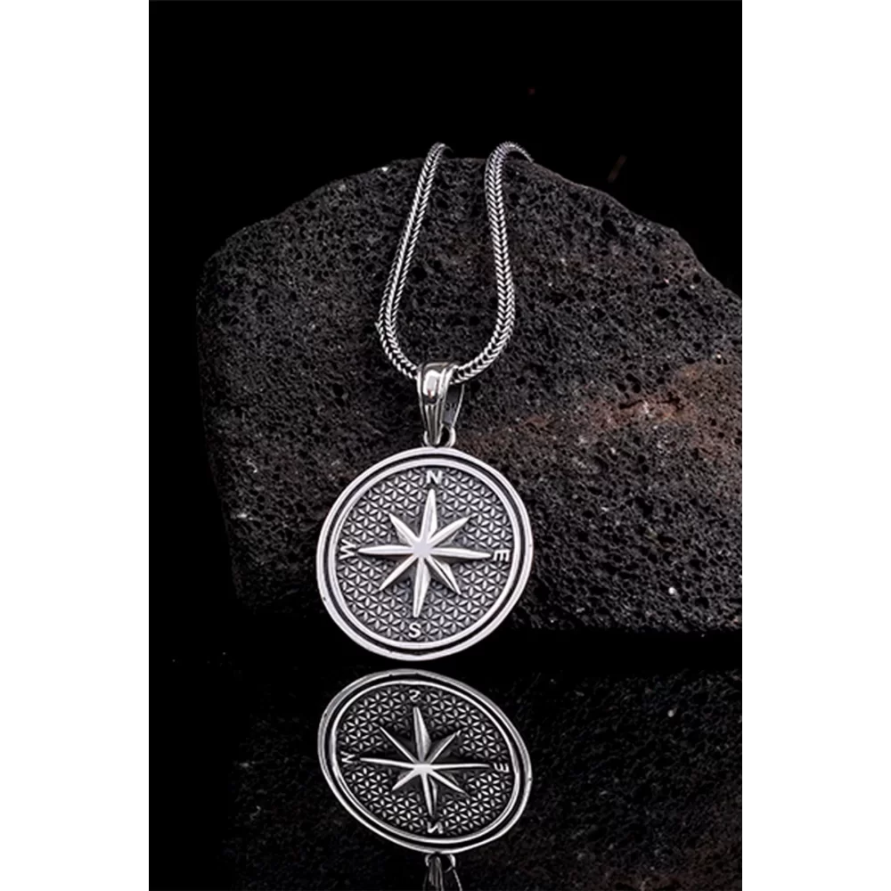Pusula Model 925 Ayar Gümüş Kolye - Silver