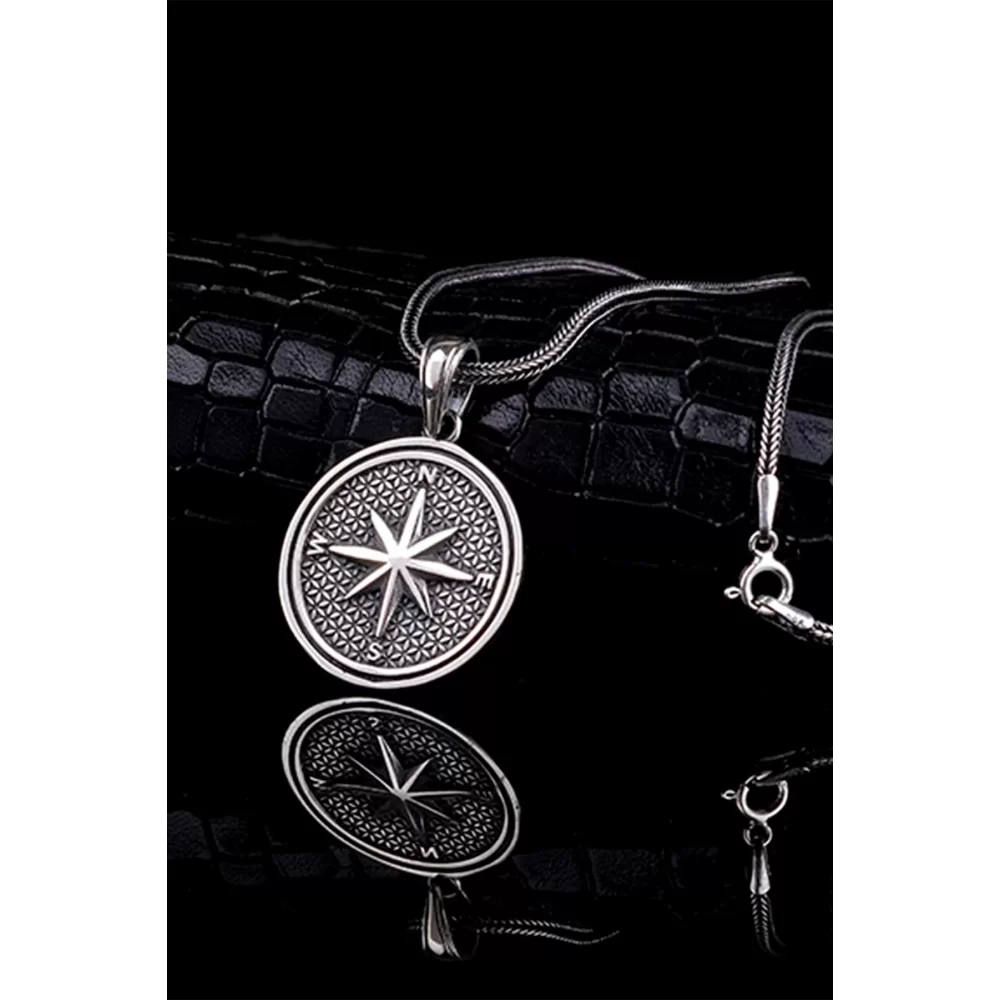 Pusula Model 925 Ayar Gümüş Kolye - Silver