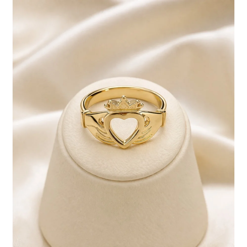 925 Ayar Gümüş Kalp ve Taç Tasarım Yüzük