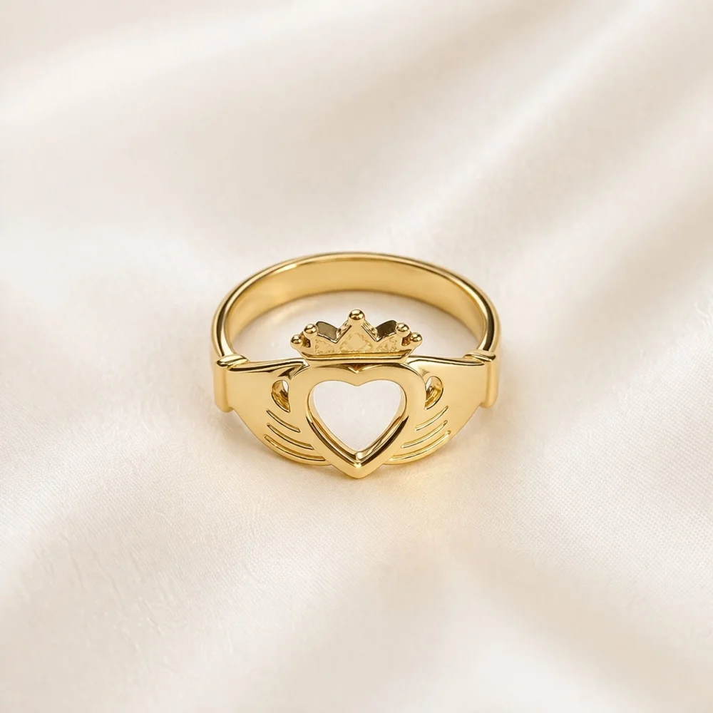 925 Ayar Gümüş Kalp ve Taç Tasarım Yüzük