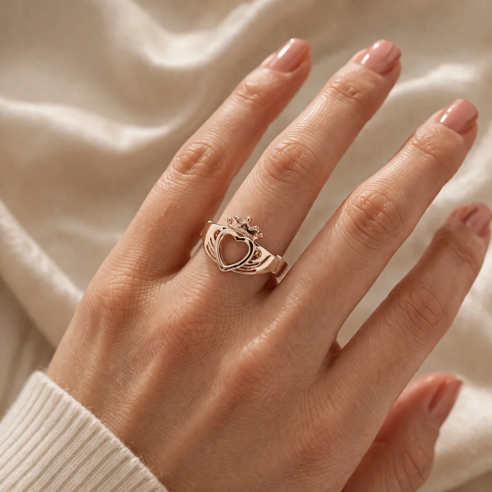 925 Ayar Gümüş Kalp ve Taç Tasarım Yüzük