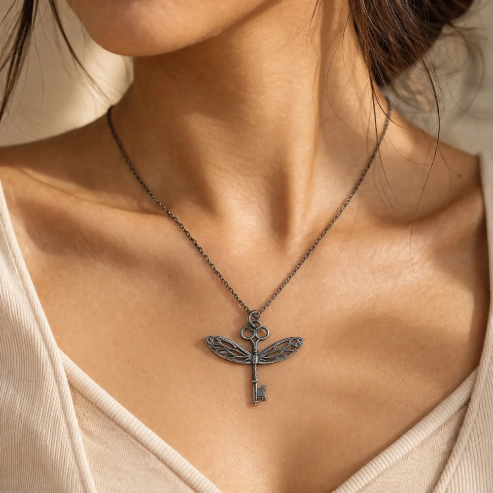 925 Ayar Gümüş Özgürlük Anahtarı Yusufçuk Kolye