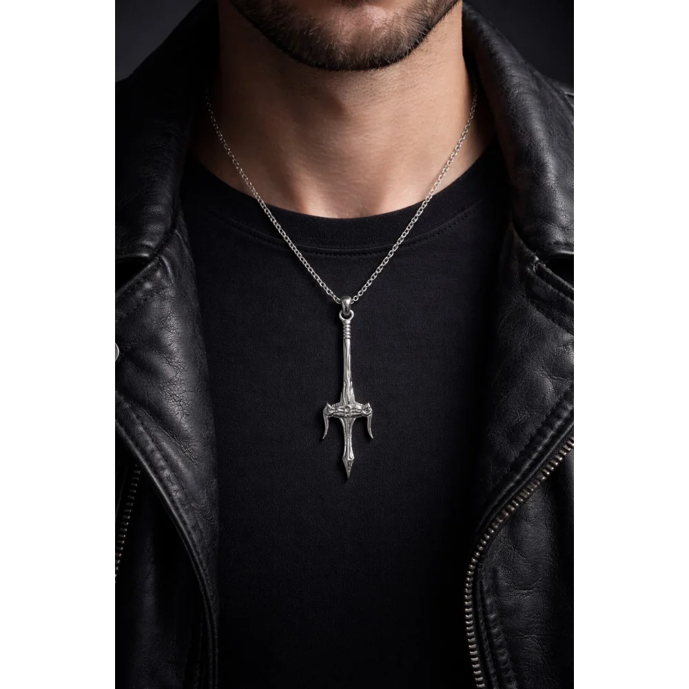 925 Ayar Gümüş Gölgeler Kılıcı Kolye