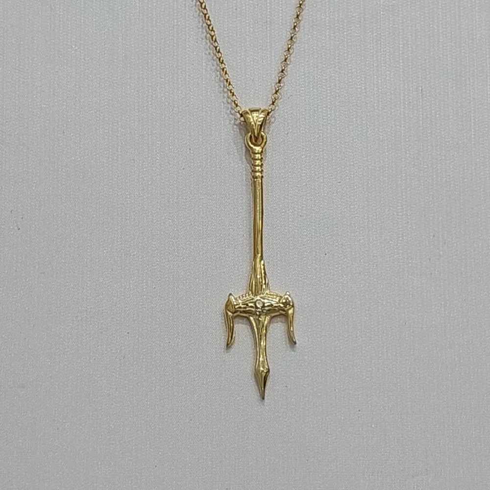 925 Ayar Gümüş Antik Trident Üçlü Mızrak Kolye