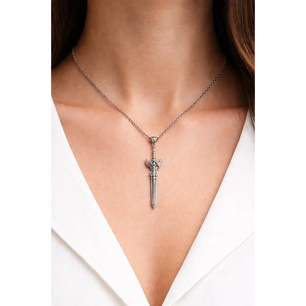 925 Ayar Gümüş Inferno Kılıç Kolye