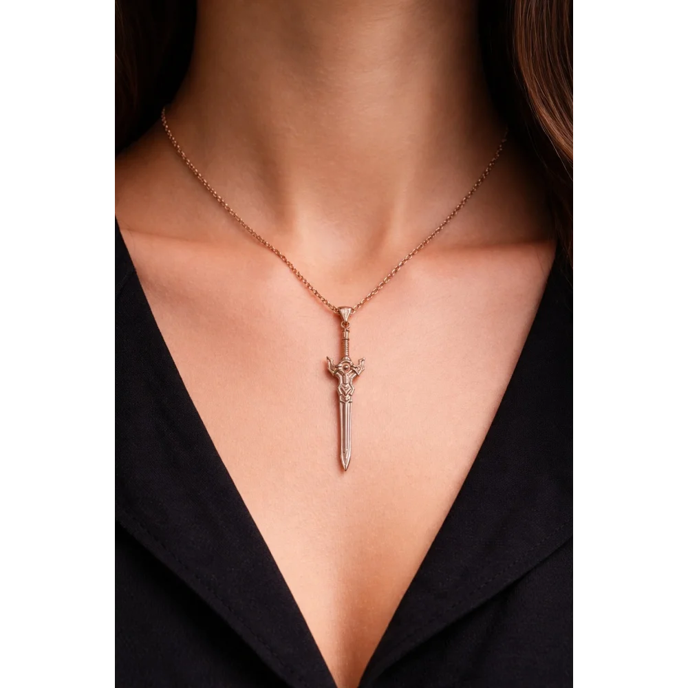 925 Ayar Gümüş Inferno Kılıç Kolye