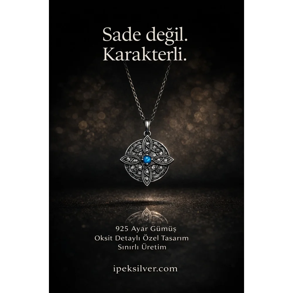 925 Ayar Gümüş Yeni Tasarım Yaşam Çiçeği Unisex Kolye