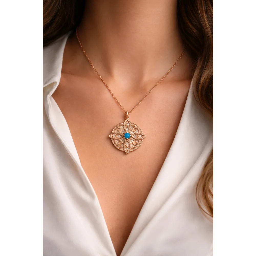 925 Ayar Gümüş Yeni Tasarım Yaşam Çiçeği Unisex Kolye