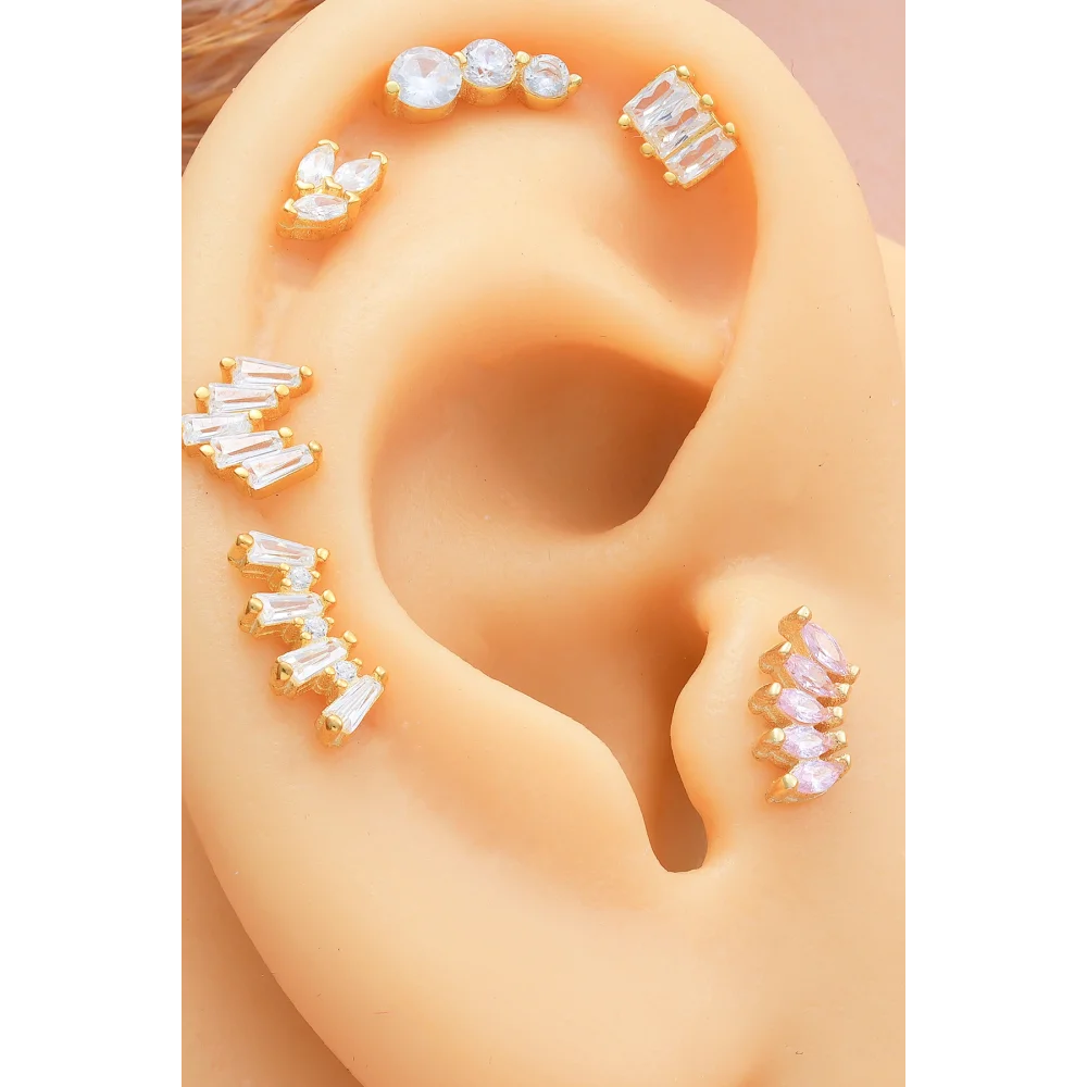 925 Ayar Baget Taşlı Minimal Tragus Piercing
