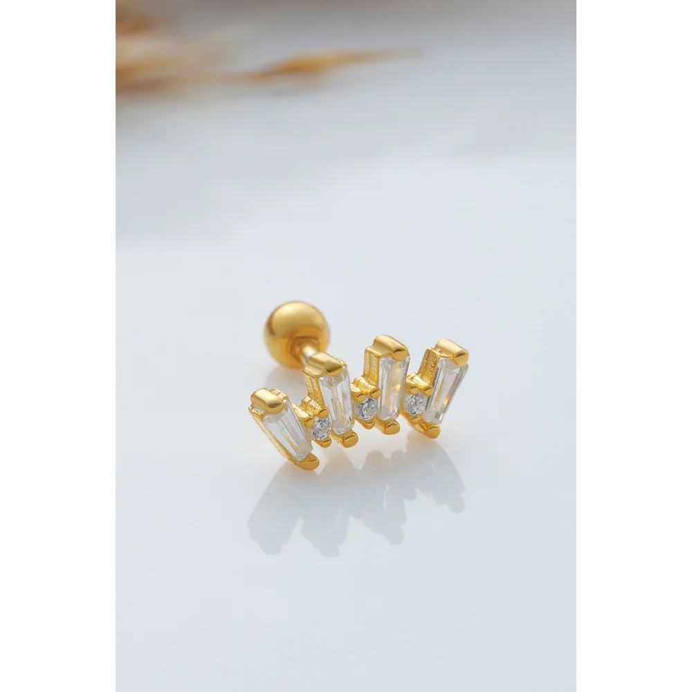925 Ayar Baget Taşlı Minimal Tragus Piercing