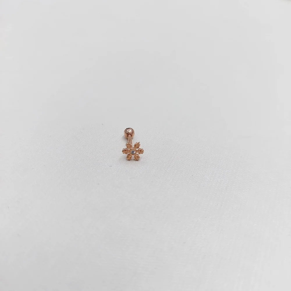 925 Ayar Kar Tanesi Motifli Minimal Tragus Piercing